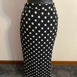 Basler Black/White Polka Dot Maxi skirt, size 42/10